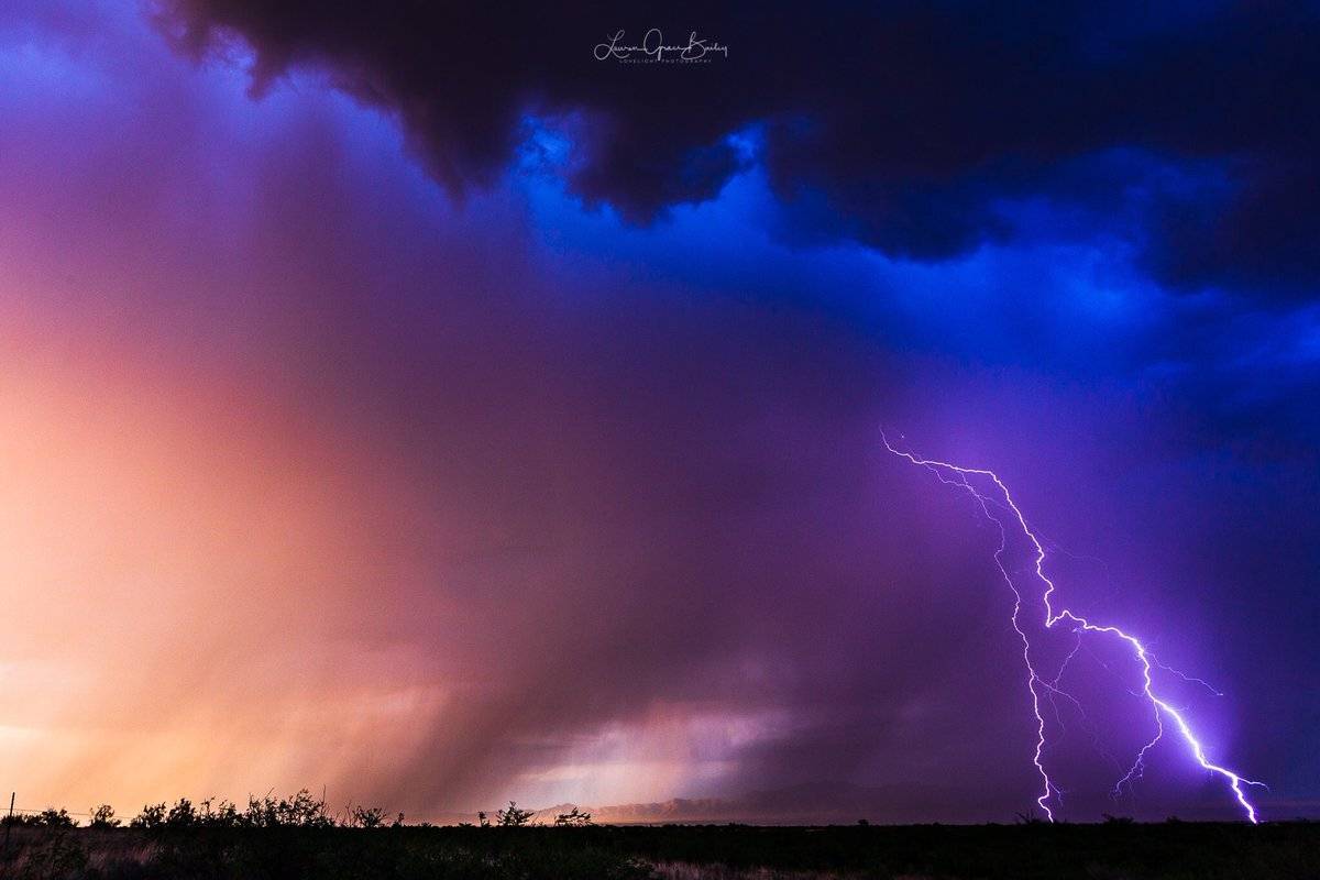 3rd Place Awesome color, structure and bolt on this storm near Pearce, AZ by Lori Grace Bailey @lorigraceaz