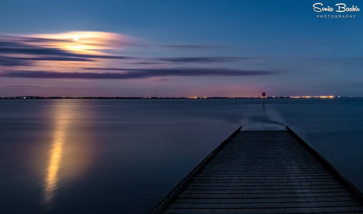 1st Place Sonia Bashir @SoniaBashir_ The moon rising over the jetty last night at Lytham St Annes