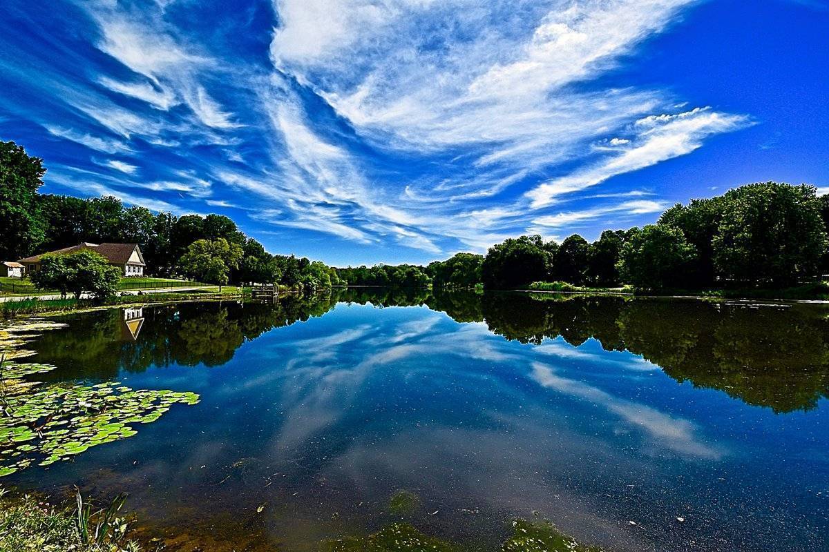 1st Place Tom Orlando @Tommyzeros Wispy clouds over serene Emmadine Pond, Hopewell Junction, NY.