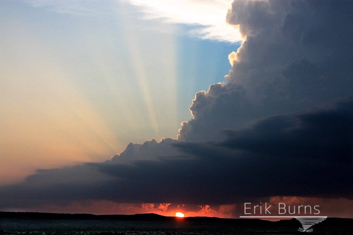 sunset backlit supercell in NW TX on 06/14/16