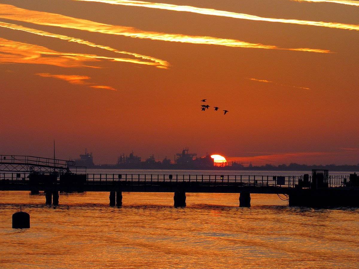 Sunrise over Fawley Oil Refinery in Hampshire