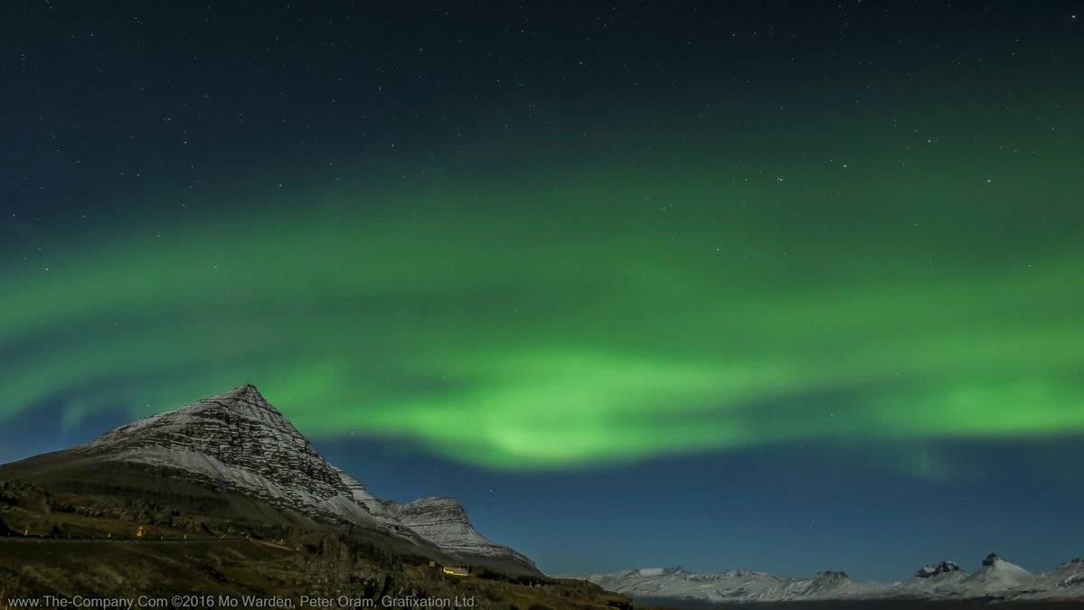 Aurora over Búlandstindur, Berufjörður, Iceland.