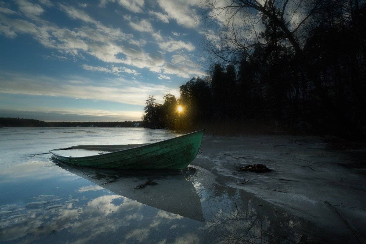 Sunset at lake Flaten south of Stockholm, Sweden