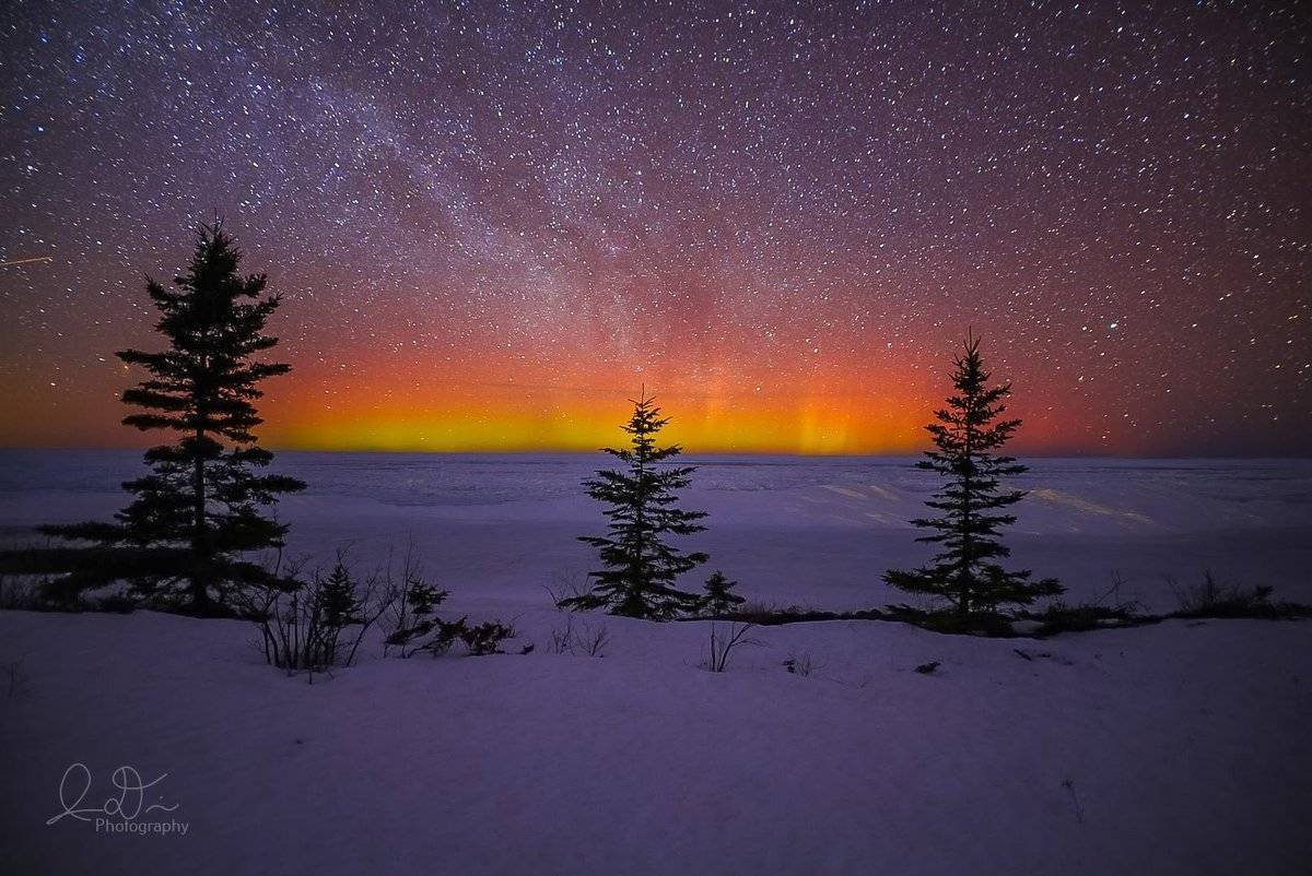 From the top of Michigan. Copper Harbor, MI at 12am. Aurora Borealis by isaac @ID_Photo_Graphy