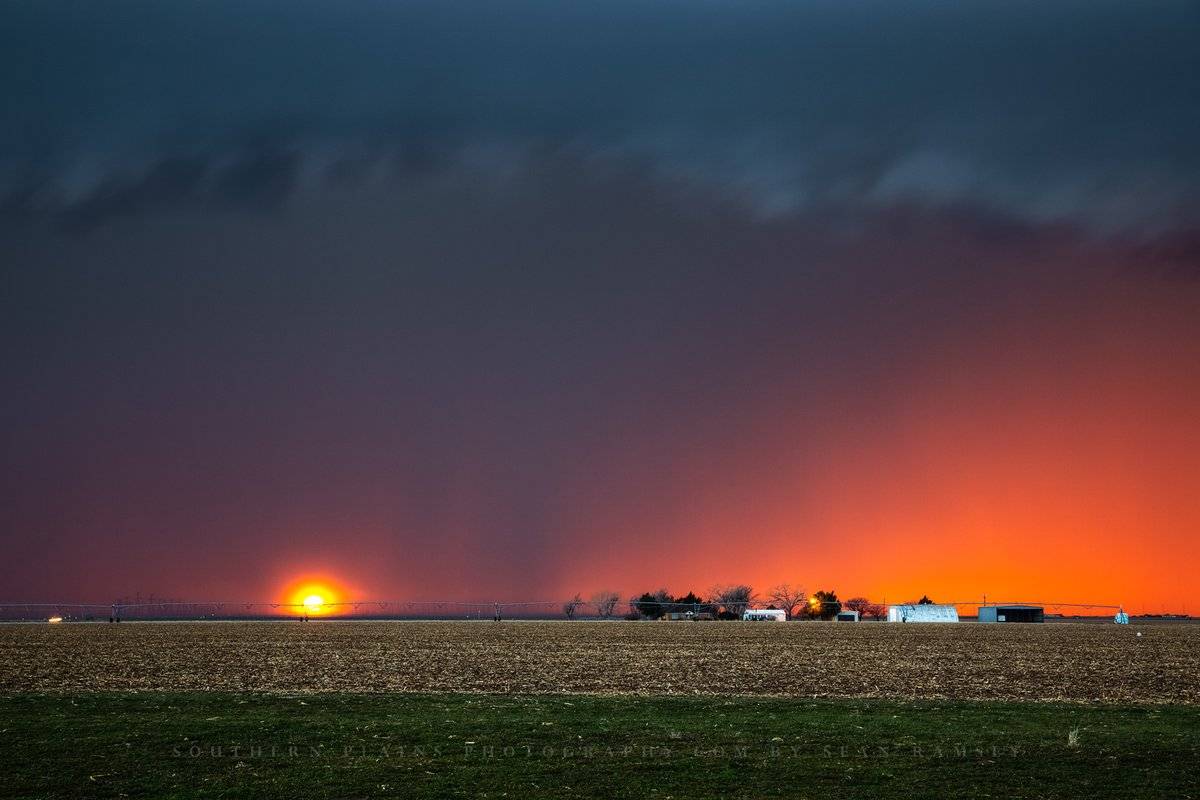 Sundown on a farm during a stormy evening in the Texas Panhandle on Friday Sean Ramsey @seanramseySPP