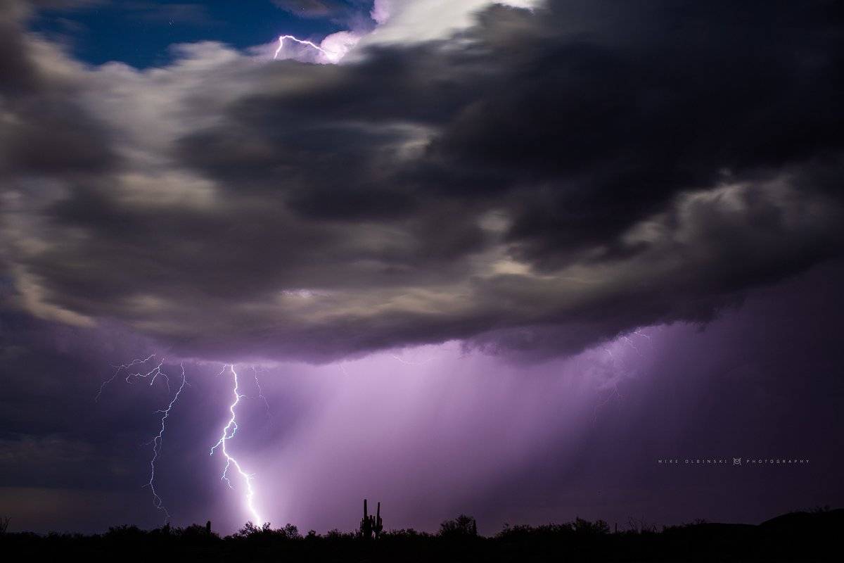 A bolt striking the ground in Arizona by Mike Olbinski @MikeOlbinski
