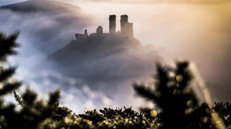 A misty morning at Corfe Castle by Naturehawk Photo @NaturehawkPhoto