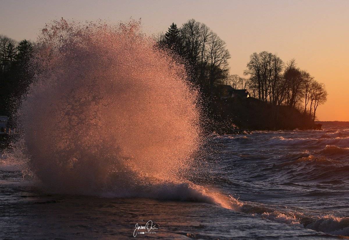 Waves were plentiful at sunset along the lake shore in Webster, NY by Jerome Davis @jdavis2731
