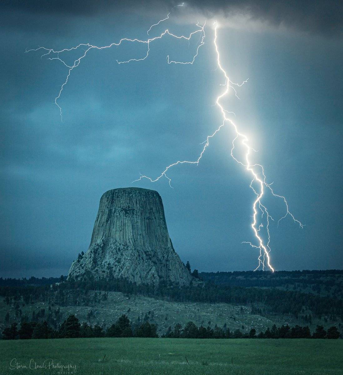 2nd Place Lightning over Devils Tower by Laura Hedien- Storm Clouds Photography @lhedien