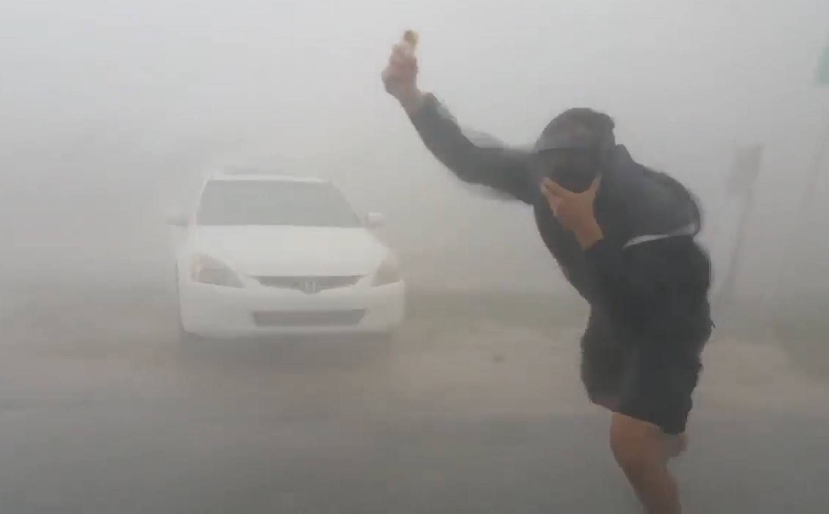 Simon Brewer measuring 117 mph wind gust in eyewall of landfalling CAT 4 Hurricane Irma in 2017S