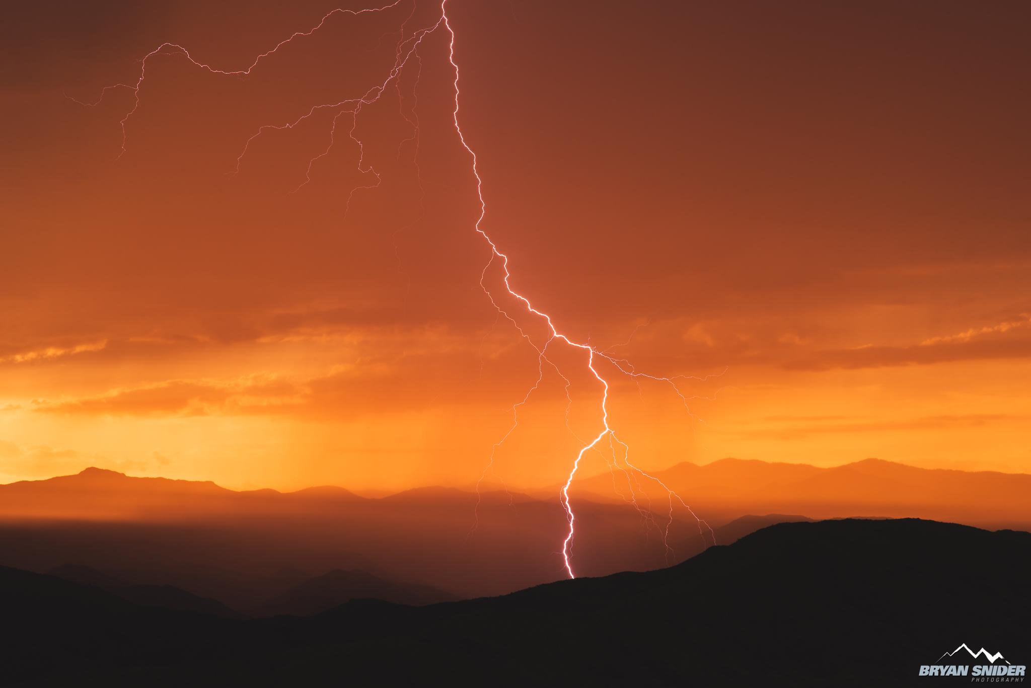 2nd Place Bolt of lightning just north of Phoenix, Arizona at sunset by Bryan Snider @BryanSnider