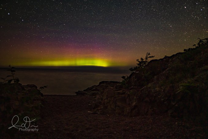 Aurora at Hunters Point in Copper Harbor, MI by Isaac @ID_Photo_Graphy