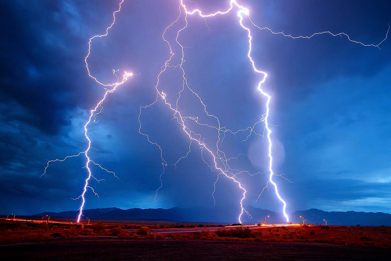 Lighting strikes near Stafford, AZ by Mark J. Rebilas @rebilasphoto