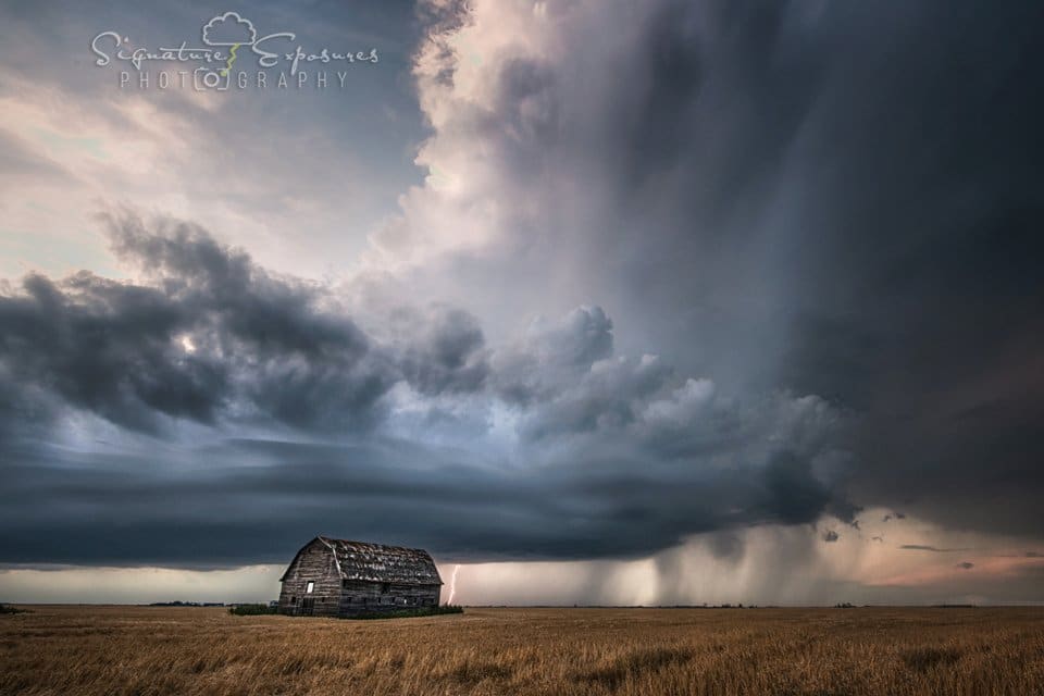 Lightning on a dying storm in Manitoba, Canada by Shannon Bileski☈ @shannbil