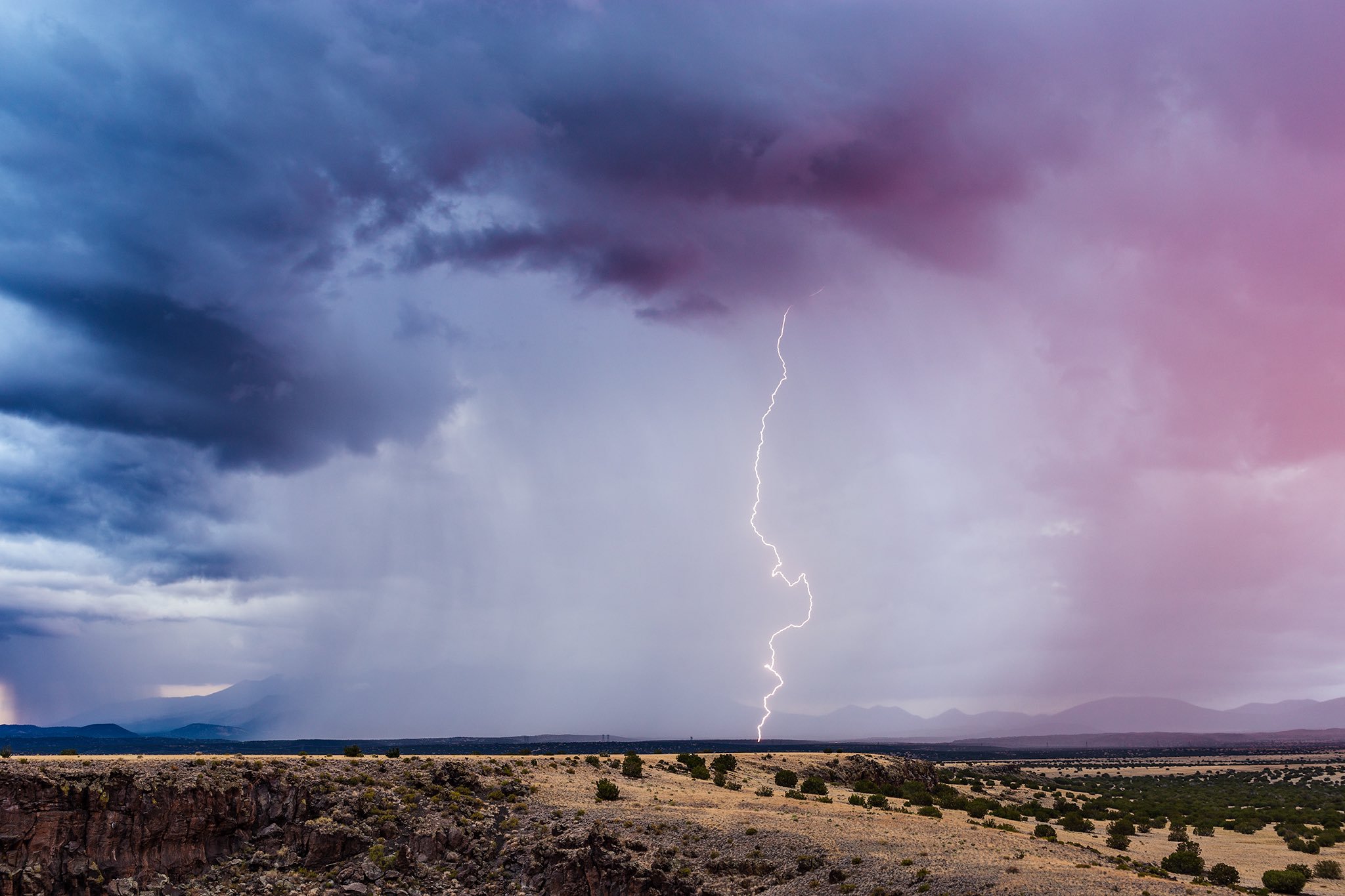 Sunset lightning in Wupatki National Monument, Arizona by John Sirlin @SirlinJohn