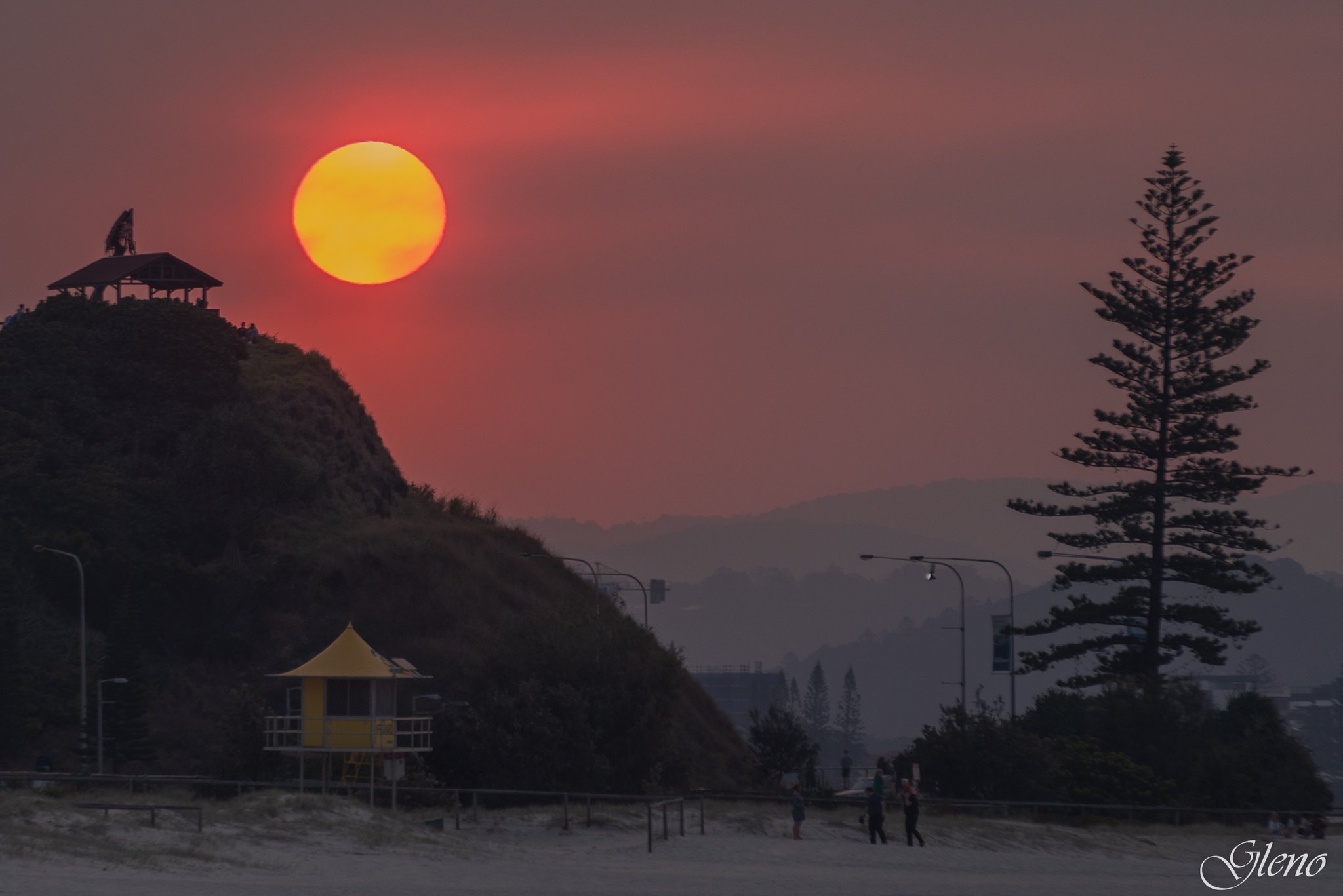 Smoke in the air from the bushfires Greenmount Beach - Australia by Glen Anderson @Gleno_