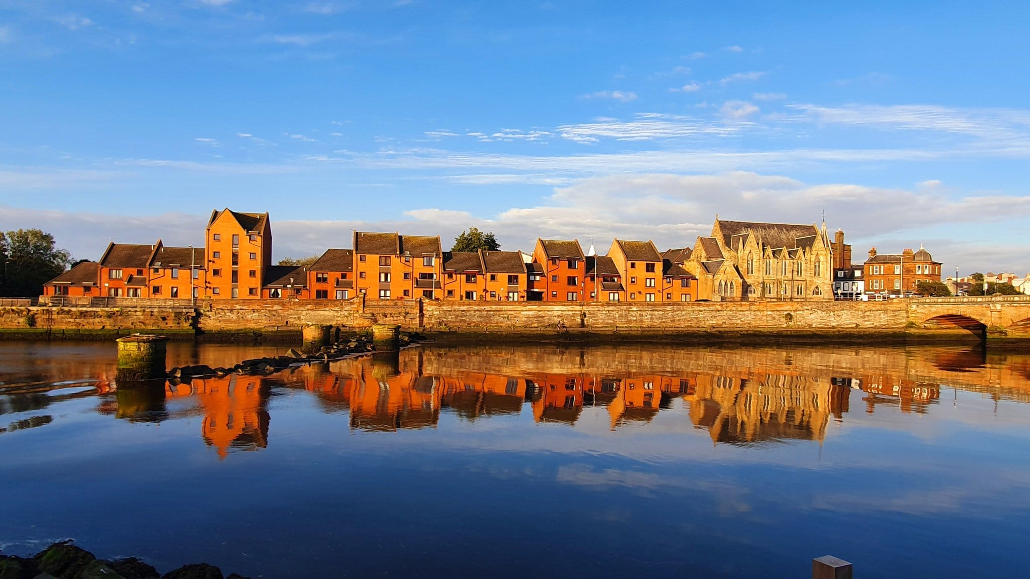 3rd Place Reflective evening golden hour light on the River Ayr at Ayr, Scotland