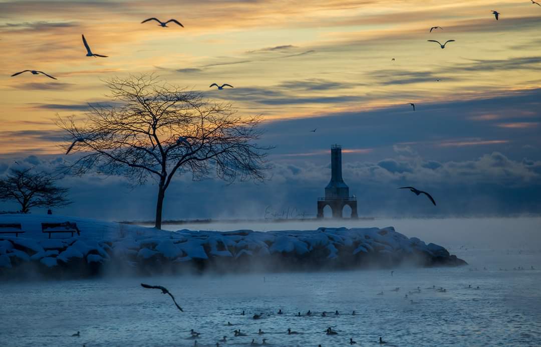 3rd Place A frigid Lake Michigan in Port Washington by EricCurtin @EricWCurtin