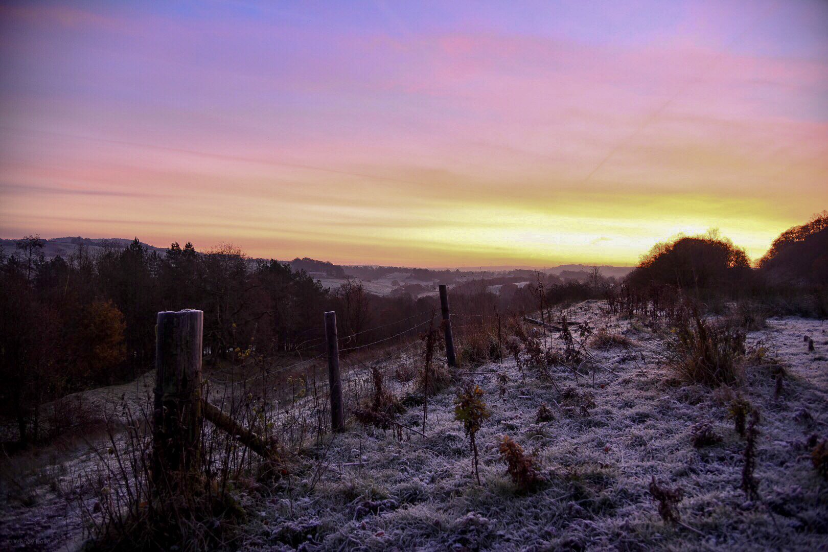 Frosty sunrise over Hoghton, Lancashire by Wendy Love @wendylov5