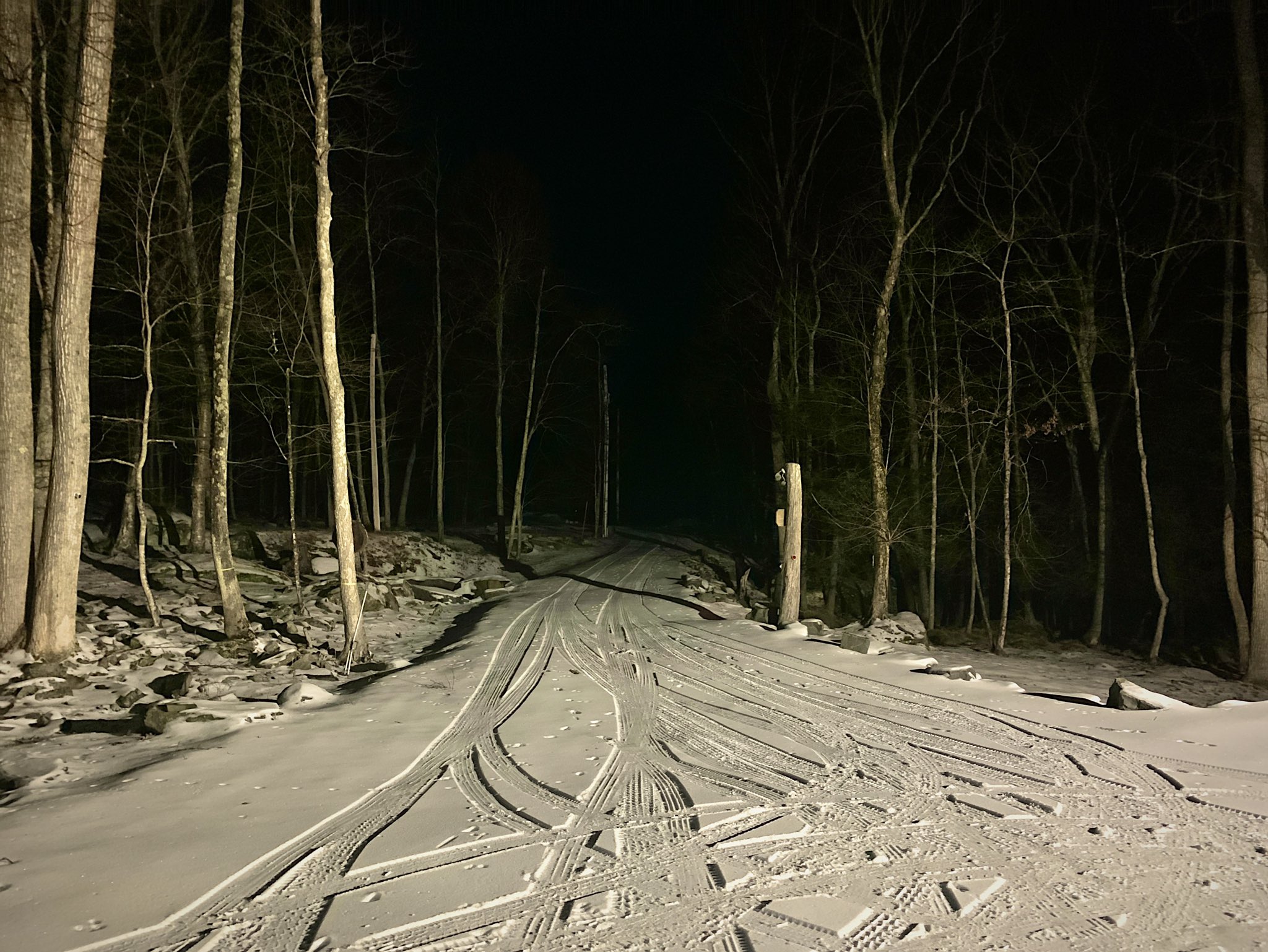 2nd Place Long snowy & dark driveway at night in Masthope, PA by matt miller @truckie977