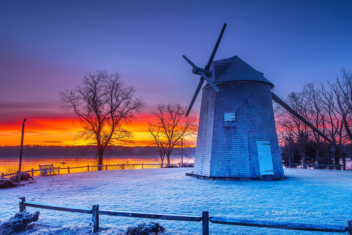 Stunning frosty sunrise at Orleans windmill, Cape Cod by Darius Aniunas @dariusaniunas