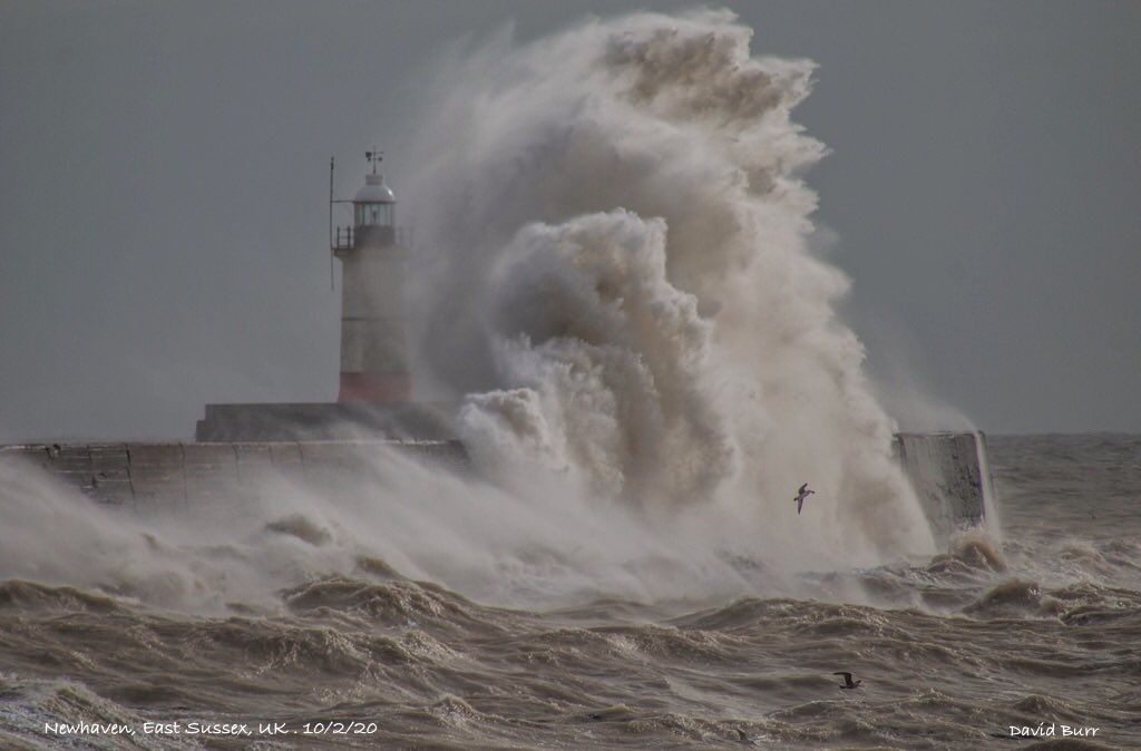 1st Place Storm Ciara moves away leaving surge & high seas at Newhaven, Sussex, UK by David George Burr @Bur1Burr