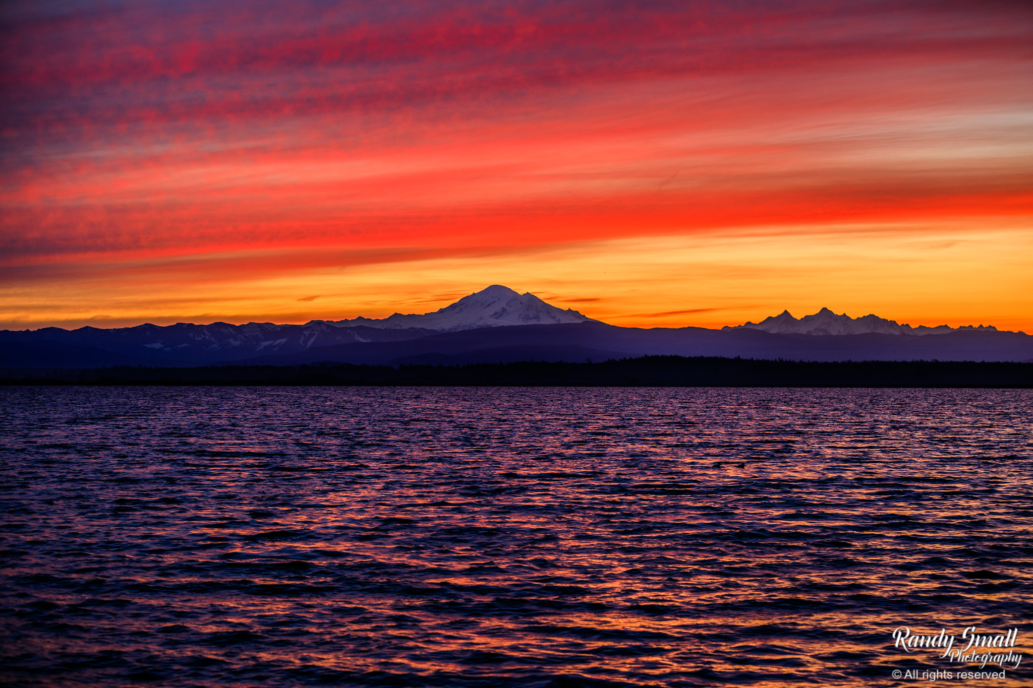 Sunrise from Sandy Point, WA. Mt Baker and the Twin Sisters by Randy Small @RandySmall