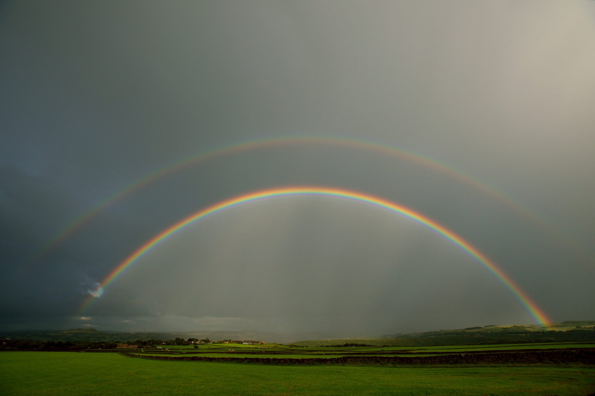 3rd Place Double rainbow in late evening light after a day of sunshine and showers in Huddersfield by Jane Brook @jayceb19