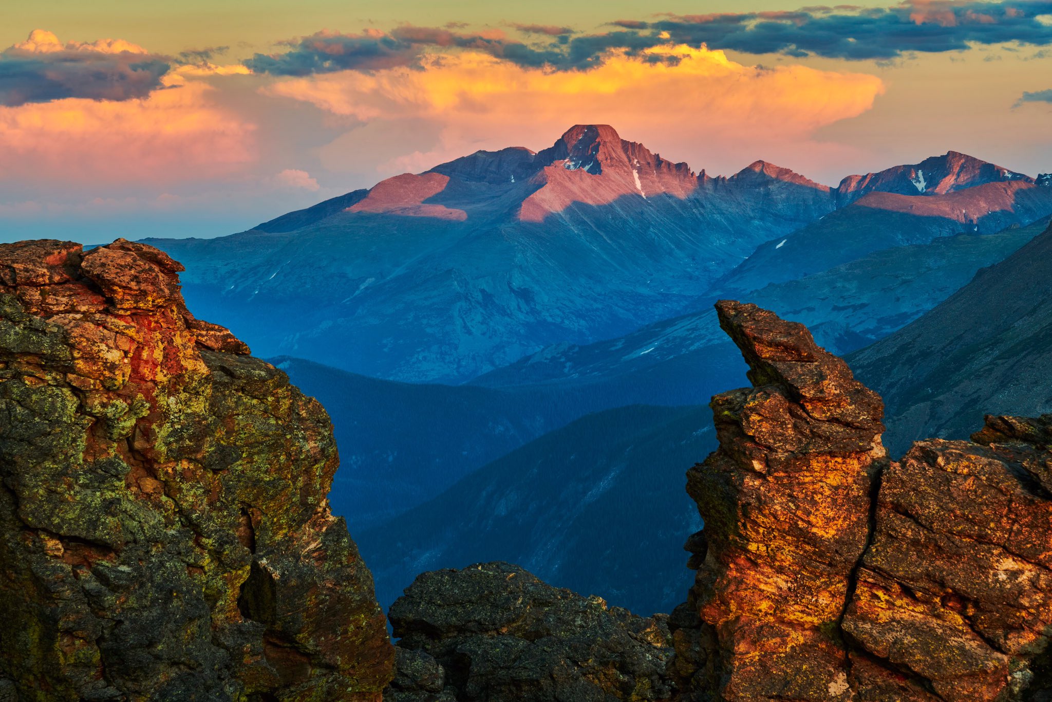 2nd Place A colorful sunset over Longs Peak in Rocky Mountain National Park, Colorado by Michael Ryno Photo @mnryno34