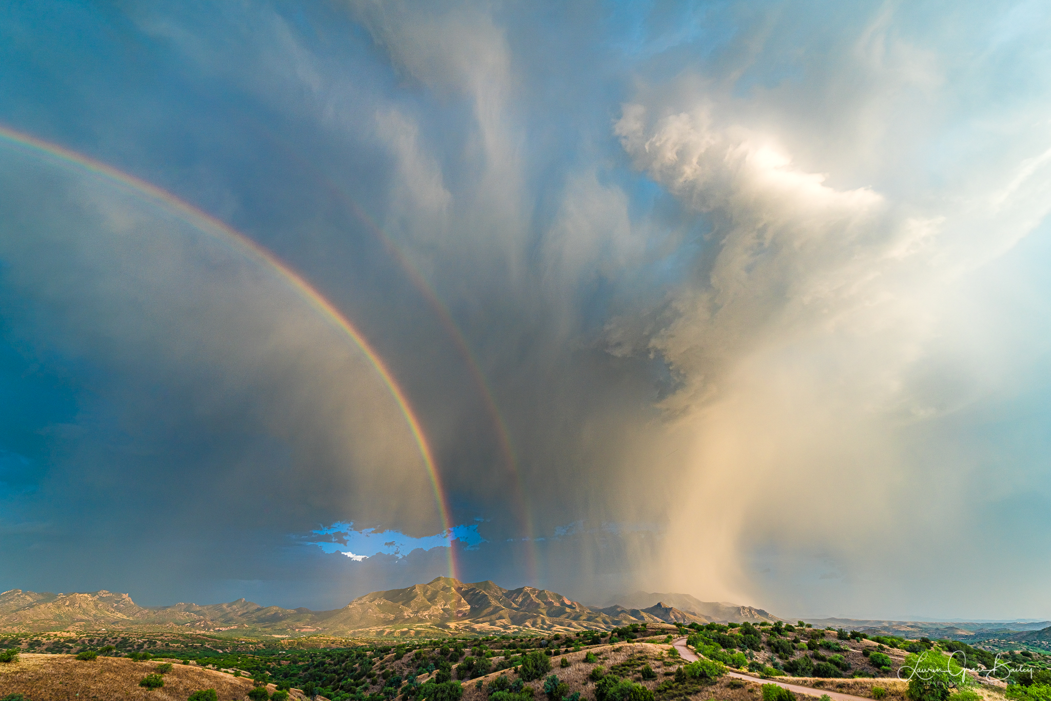 3rd Place Symmetrical rainbow and storm over Patagonia, Arizona by Lori Grace Bailey @lorigraceaz