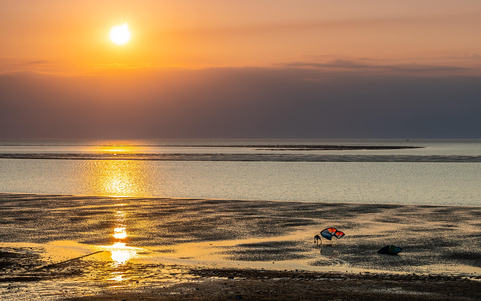 3rd Place Kite Surfer and setting sun on the Norfolk Coast by John Challis @JohnChallis27