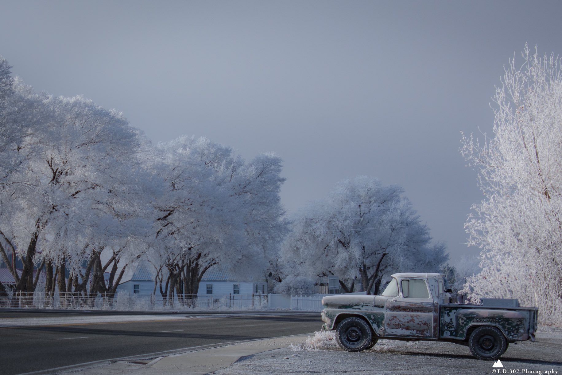 1st Place Morning fog lifts leaving the trees and an old pickup covered in frost in Northwest Wyoming by TankTopTony @TonyD2155