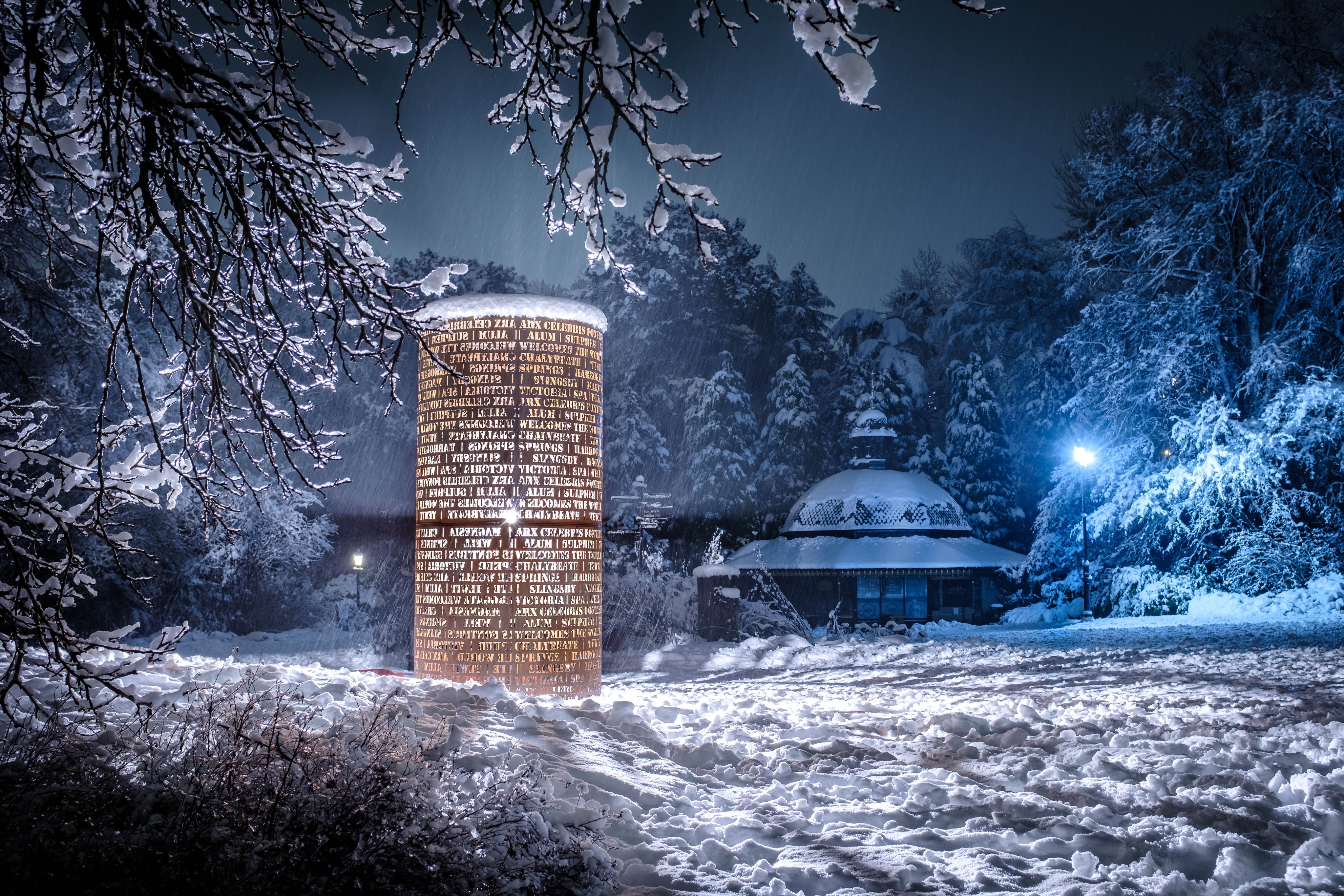 1st Place The 1571 statue in Harrogate lit up the snow on Friday evening Richard Maude @Silverginger